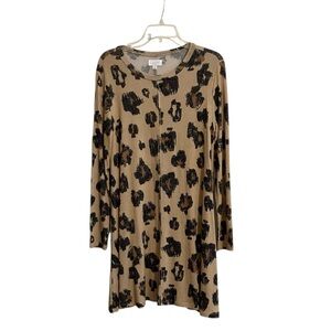 Mud Pie Tan and Black Animal Print Sweater Dress size small